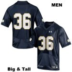 Notre Dame Fighting Irish Men's Brian Ball #36 Navy Under Armour No Name Authentic Stitched Big & Tall College NCAA Football Jersey TWH3399UQ